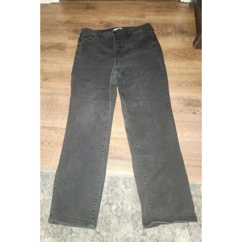 Nine West Size 16 Straight Leg Jeans Washed Black High Rise Vintage Fade